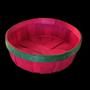 Small Red and Green Fall Wood Basket, Excellent‎ Condition